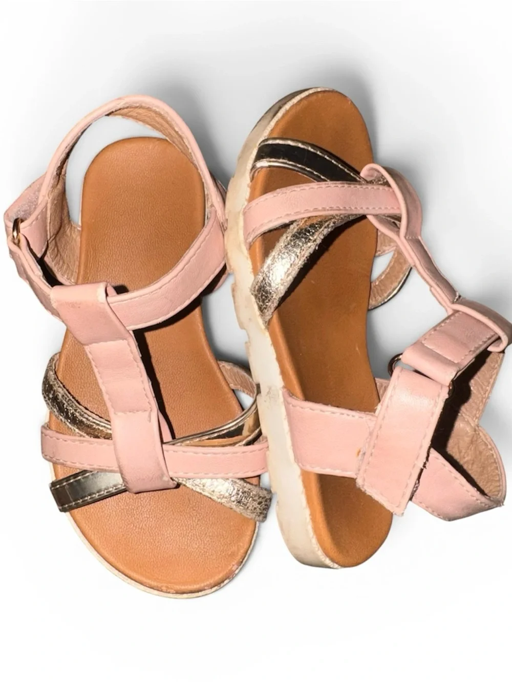Tahari Pink and Metallic Gold Kids Sandals